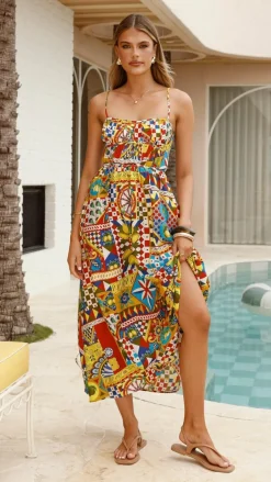 Kelani Luxe Midi Dress - Phaedra Print