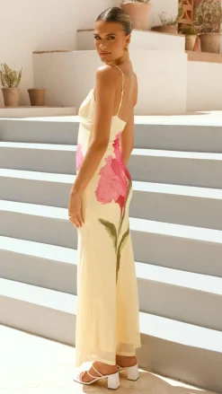 Kiaya Maxi Dress - Yellow/Blossom