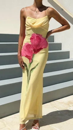 Kiaya Maxi Dress - Yellow/Blossom