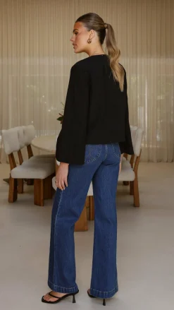 Kiera Tie Front Top - Black