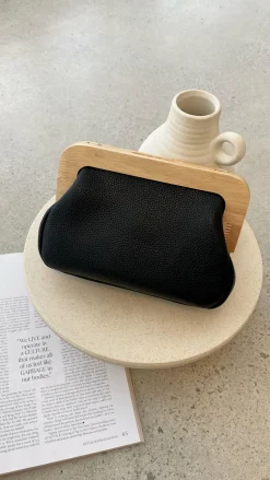 Kimmi Timber Frame Clutch - Black