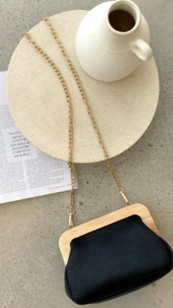 Kimmi Timber Frame Clutch - Black