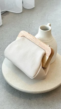 Kimmi Timber Frame Clutch - Nude