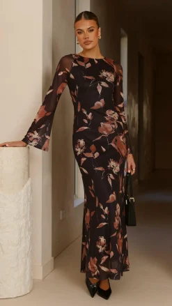 Koah Long Sleeve Maxi Dress - Flower Print