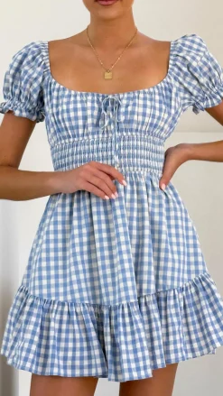 Kori Mini Dress - Blue Check