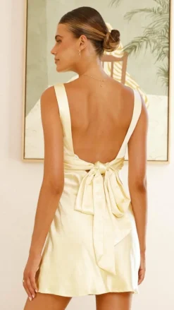 Korie Boatneck Mini Dress - Yellow