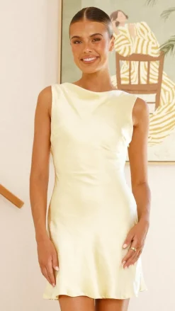 Korie Boatneck Mini Dress - Yellow