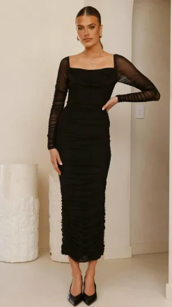 Kylie Maxi Dress Long Sleeve - Black