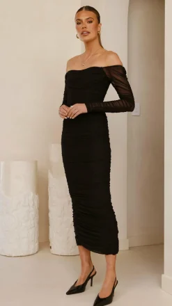 Kylie Maxi Dress Long Sleeve - Black