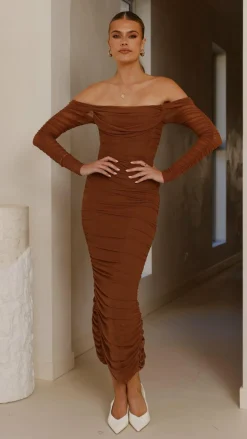Kylie Maxi Dress Long Sleeve - Chocolate