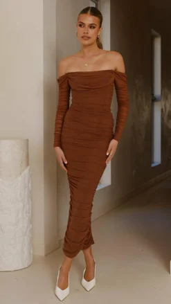 Kylie Maxi Dress Long Sleeve - Chocolate