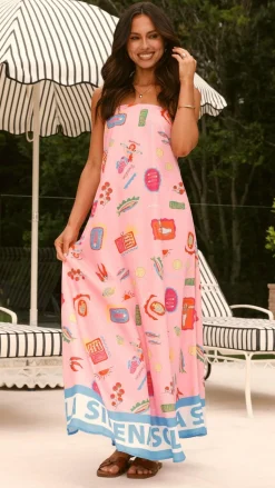 La Sirena Strapless Maxi Dress - Pink Soleil