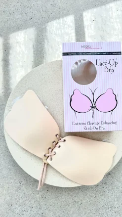 Lace Up Bra - Nude