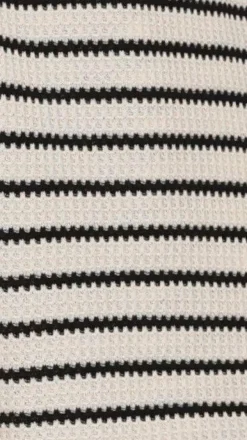 Lacole Button Up Shirt and Shorts Set - Beige / Black Stripe