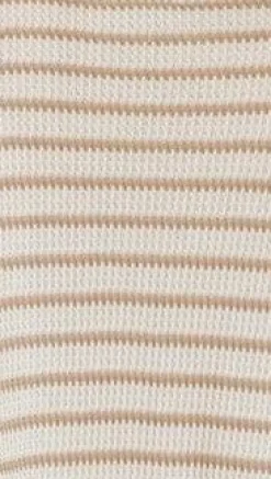 Lacole Button Up Shirt and Shorts Set - White / Beige Stripe