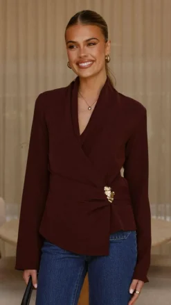 Lani Open Front Top - Burgundy