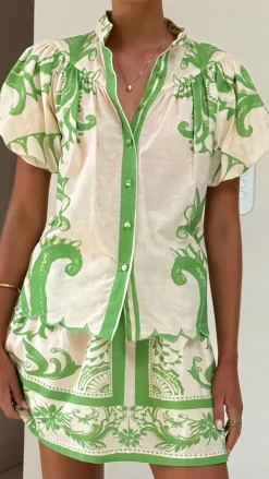 Lanie Shirt - Sage / Cream