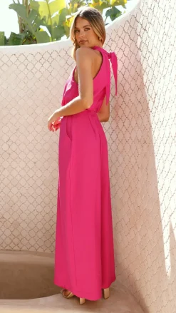 Lara Halter Neck Wide Leg Jumpsuit - Pink