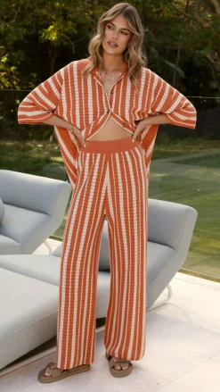 Layla Button Up Knit Shirt - Orange