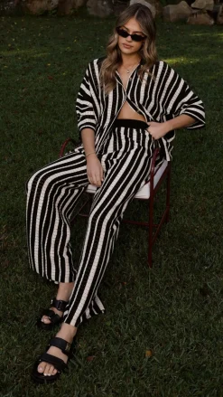 Layla Button Up Knit Shirt - Black