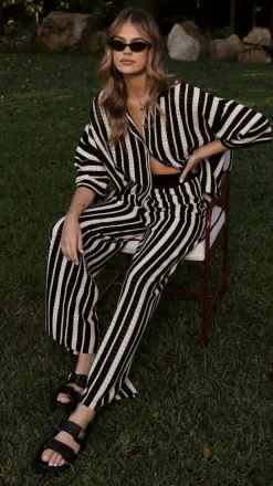 Layla Button Up Knit Shirt - Black