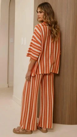 Layla Knit Wide Leg Pants - Orange