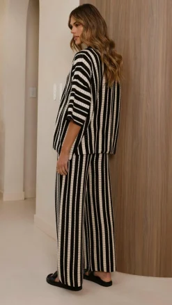 Layla Knit Wide Leg Pants - Black