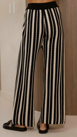 Layla Knit Wide Leg Pants - Black