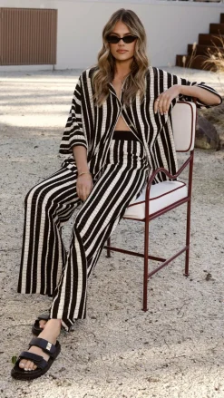 Layla Knit Wide Leg Pants - Black