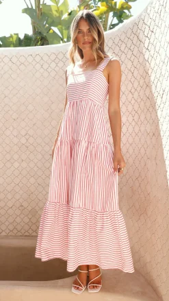 Laylah Maxi Dress - Red Stripe