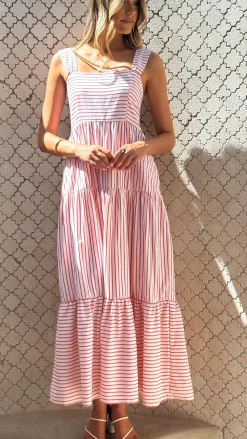 Laylah Maxi Dress - Red Stripe