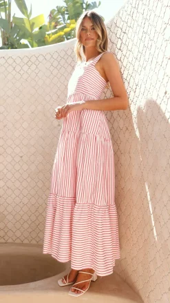 Laylah Maxi Dress - Red Stripe