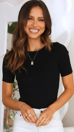 Laylin Ribbed Top - Black