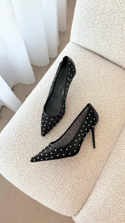 Lee Heels - Black Mesh Diamante