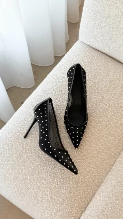 Lee Heels - Black Mesh Diamante