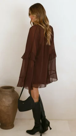 Leera Mini Dress - Chocolate