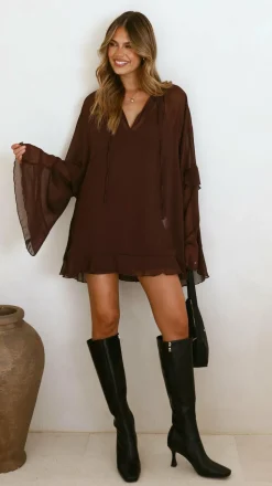 Leera Mini Dress - Chocolate