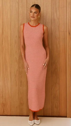 Leilah Maxi Dress - Red Stripe