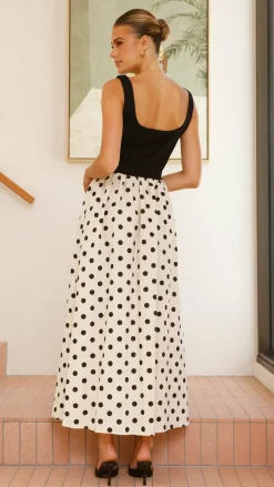 Leoni Maxi Dress - Oat/Black Spot