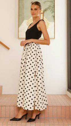 Leoni Maxi Dress - Oat/Black Spot
