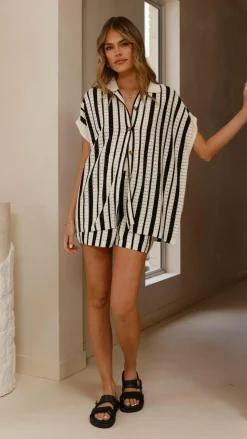 Leonie Short Sleeve Knit Top - Black