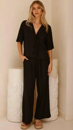 Lexi Linen Pants - Black