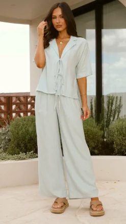 Lexi Linen Pants - Blue