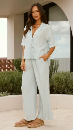 Lexi Linen Pants - Blue