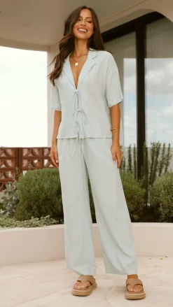 Lexi Linen Pants - Blue