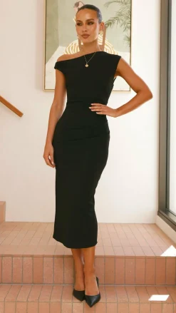 Lilah Midi Dress - Black