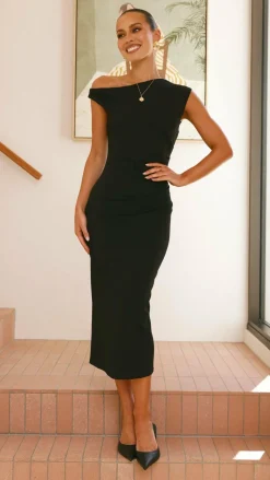 Lilah Midi Dress - Black