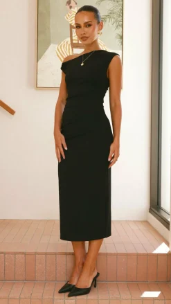 Lilah Midi Dress - Black