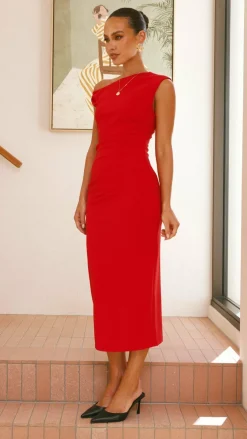 Lilah Midi Dress - Red