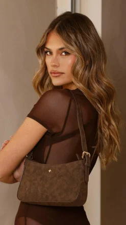 Lilu Shoulder Bag - Choc Suede